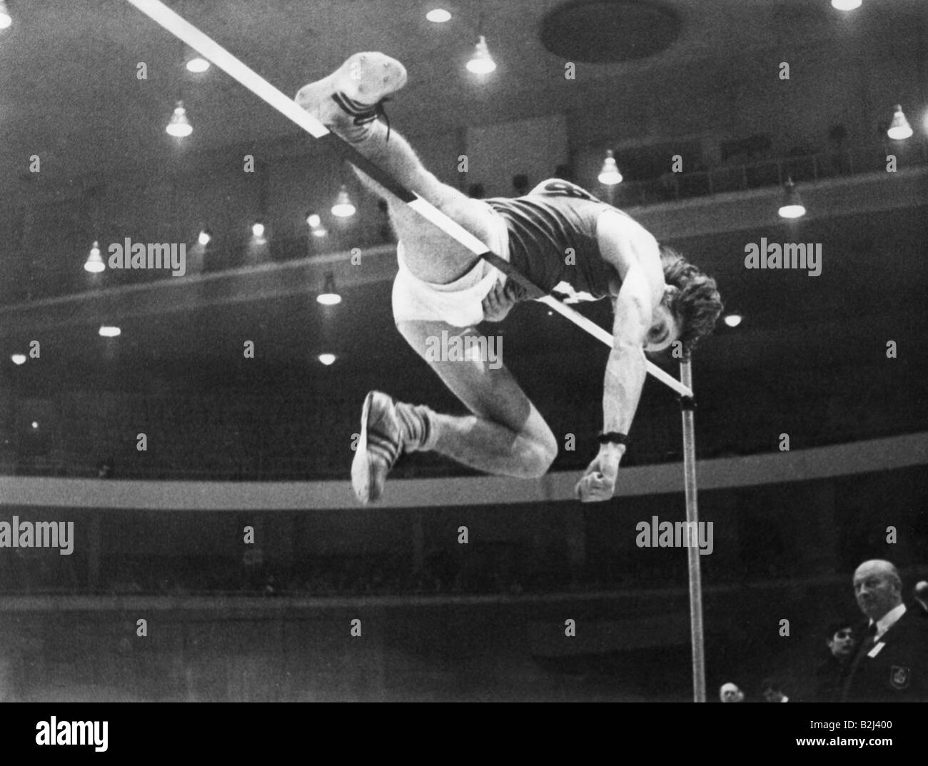 Zacharias, Thomas, atleta tedesco (salto in alto), in un concorso, Europe Hall Athletics Championships a Vienna, Austria, 1970, Foto Stock