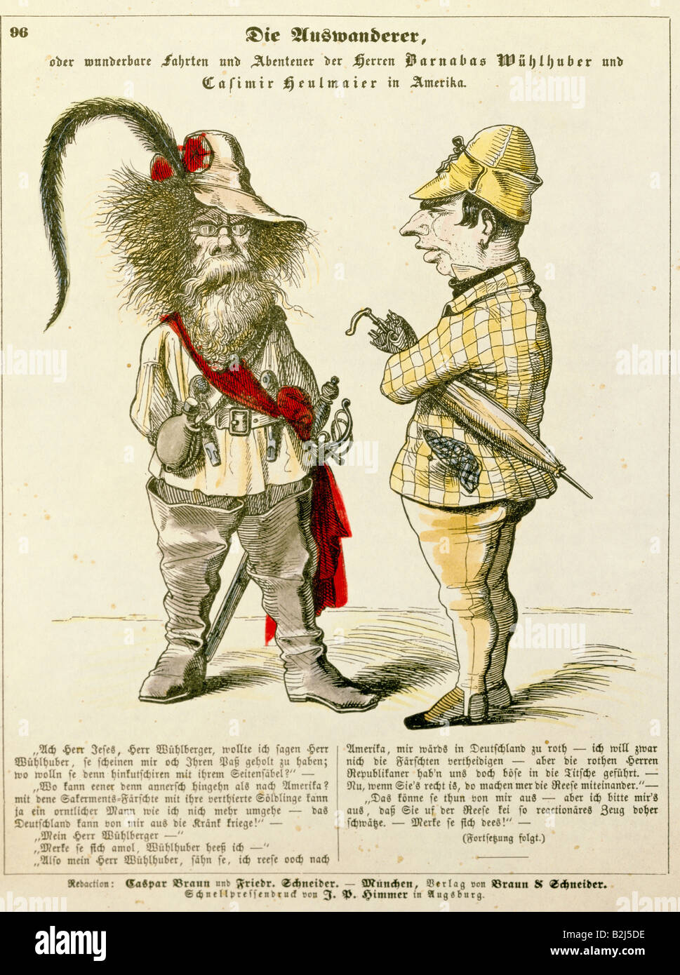 Eventi, Revolutionen 1848 - 1849, Germania, caricatura, 'Gli Emigranti', disegno, 'Fliegende Blätter', Monaco di Baviera, 1848, collezione privata, , Foto Stock