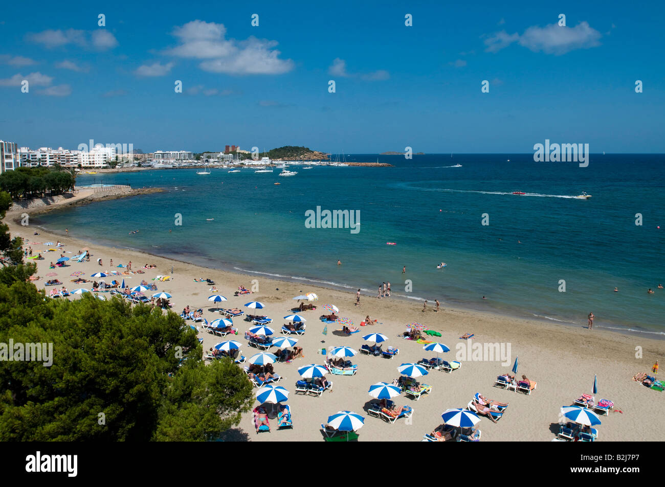 Spiaggia di Santa Eulalia,,ibiza baleari.Spagna Foto Stock