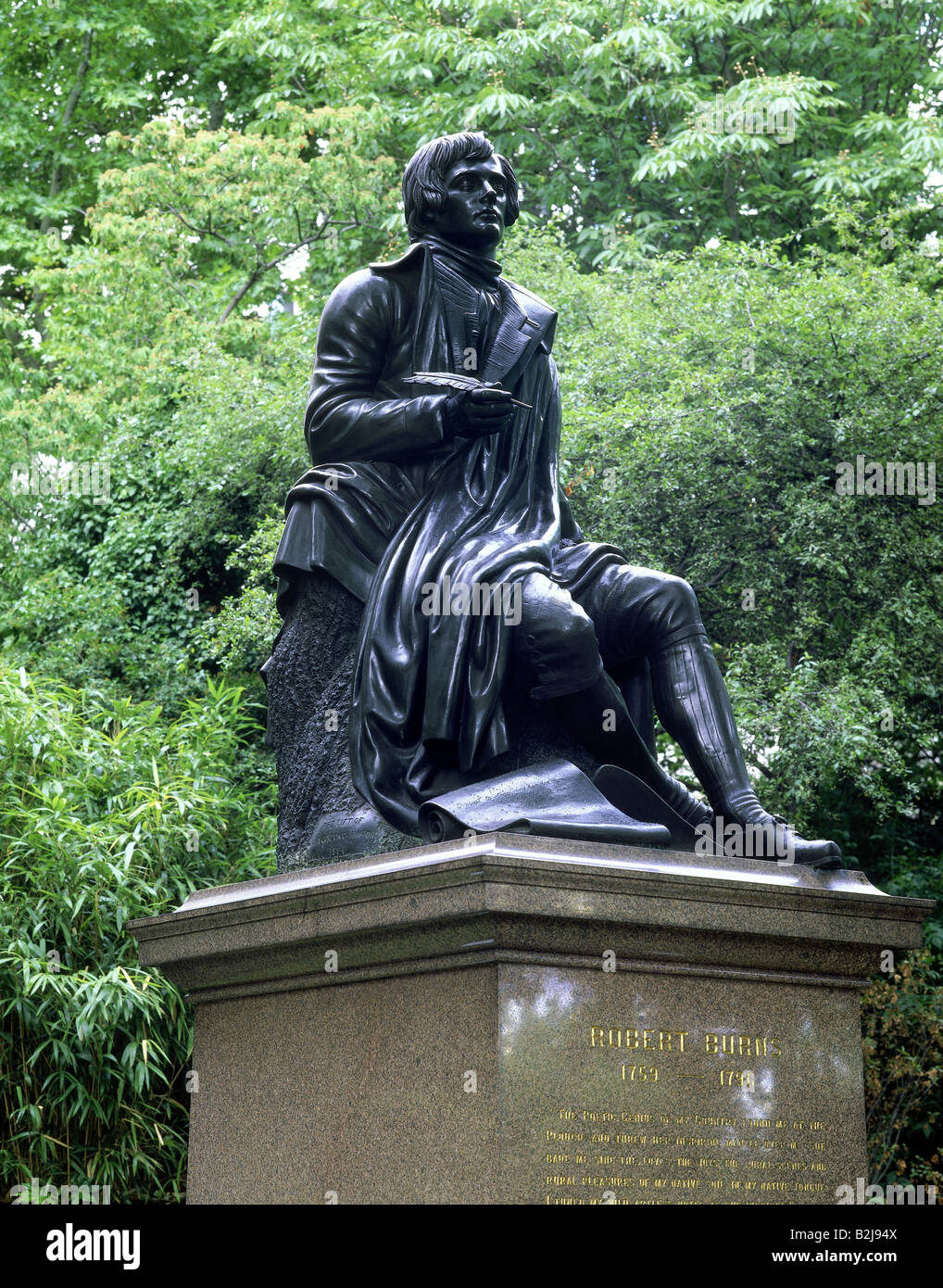 Burns, Robert, 25.1.1759 - 21. 7.1796, scrittore e poeta scozzese, monumento, statua di Robert Burns a Londra, Foto Stock
