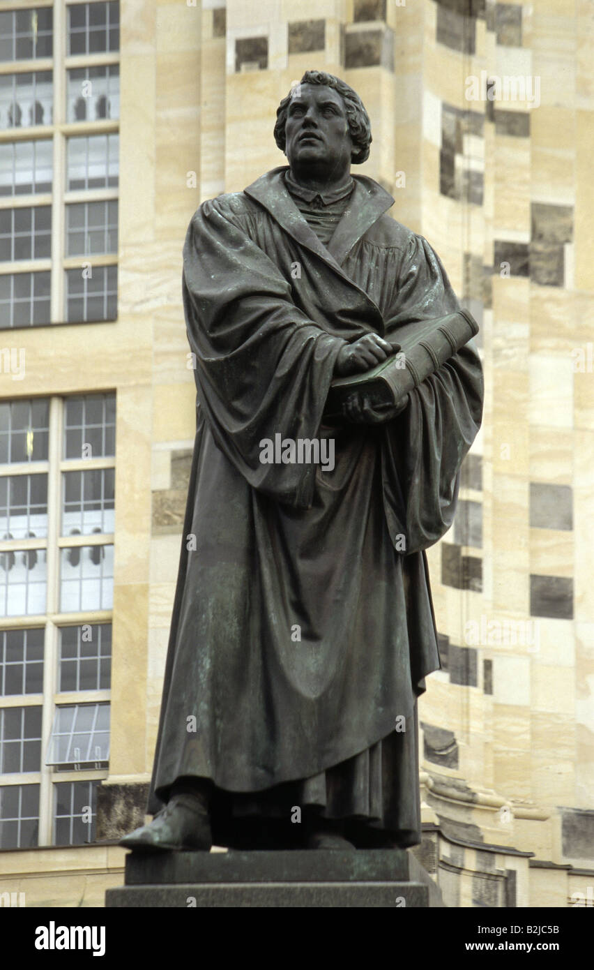 Luther, Martin, 10.11.1483 - 18.2.1546, riformatore tedesco, memoriale di Martin Luther, Dresda, Sassonia, artisti: Ernst Friedrich August Rietschel e Adolf von Donndorf, costruito: 1885, Foto Stock