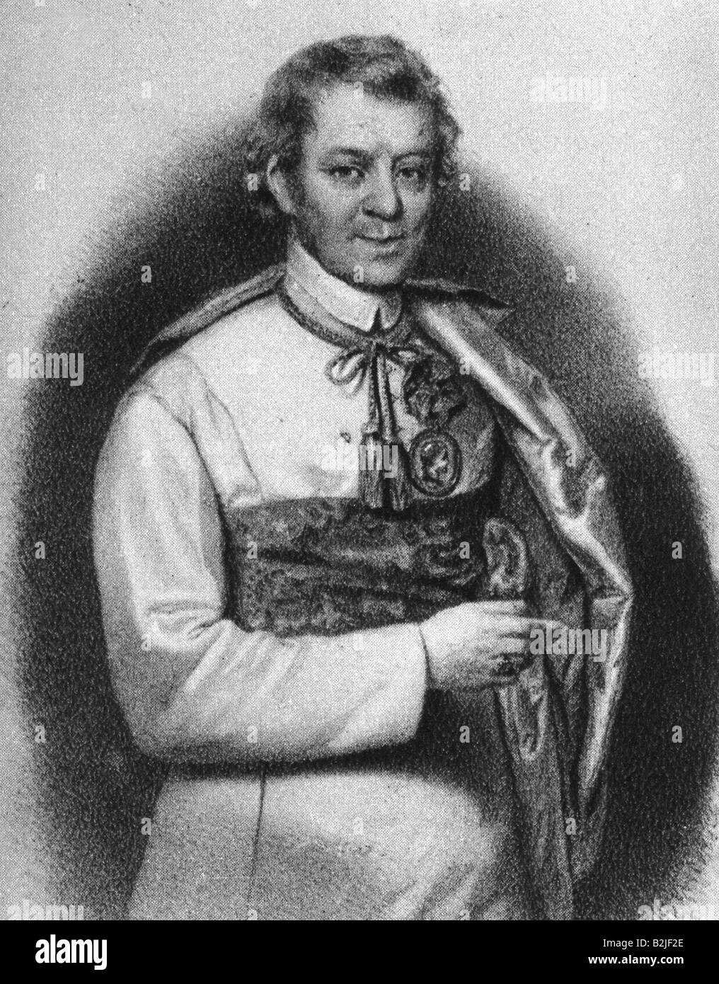 Zauper, Joseph Stanislaus, 1784 - 1850, premonstratense tedesco e insegnante, mezza lunghezza, litografia, 19th secolo, Foto Stock