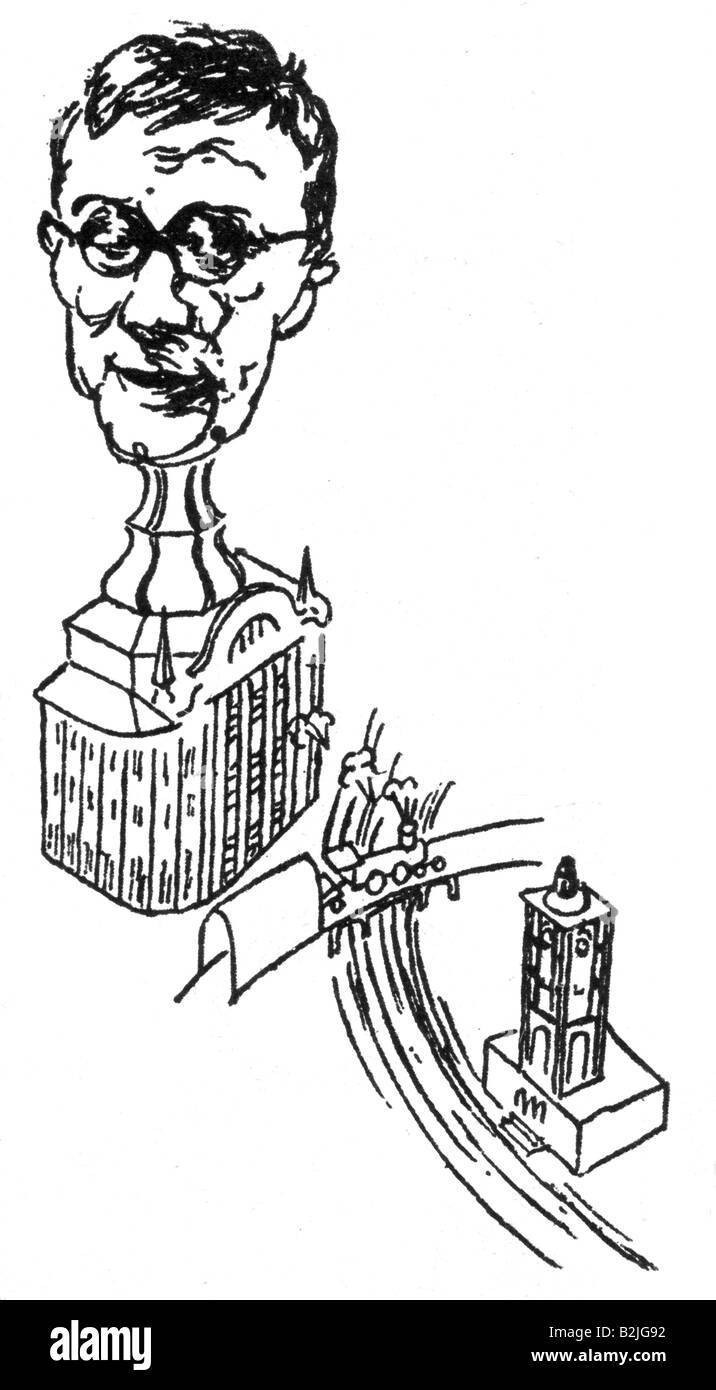 Doeblin, Alfred, 10.8.1878 - 26.6.1957, autore/scrittore tedesco, caricatura, disegno, da 'Berliner Tageblatt', 1.1.1929, Foto Stock