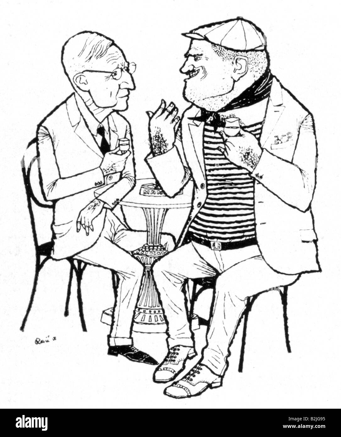 Doeblin, Alfred, 10.8.1878 - 26.6.1957, autore/scrittore tedesco, lunghezza intera, caricatura, disegno di Paul Rosie, 20th secolo, Foto Stock