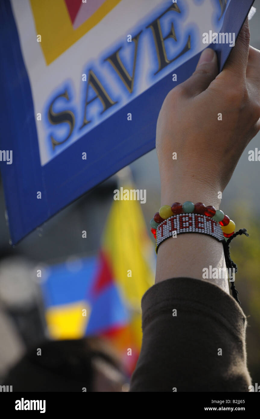 Free Tibet proteste in Tokyo 2008 Foto Stock