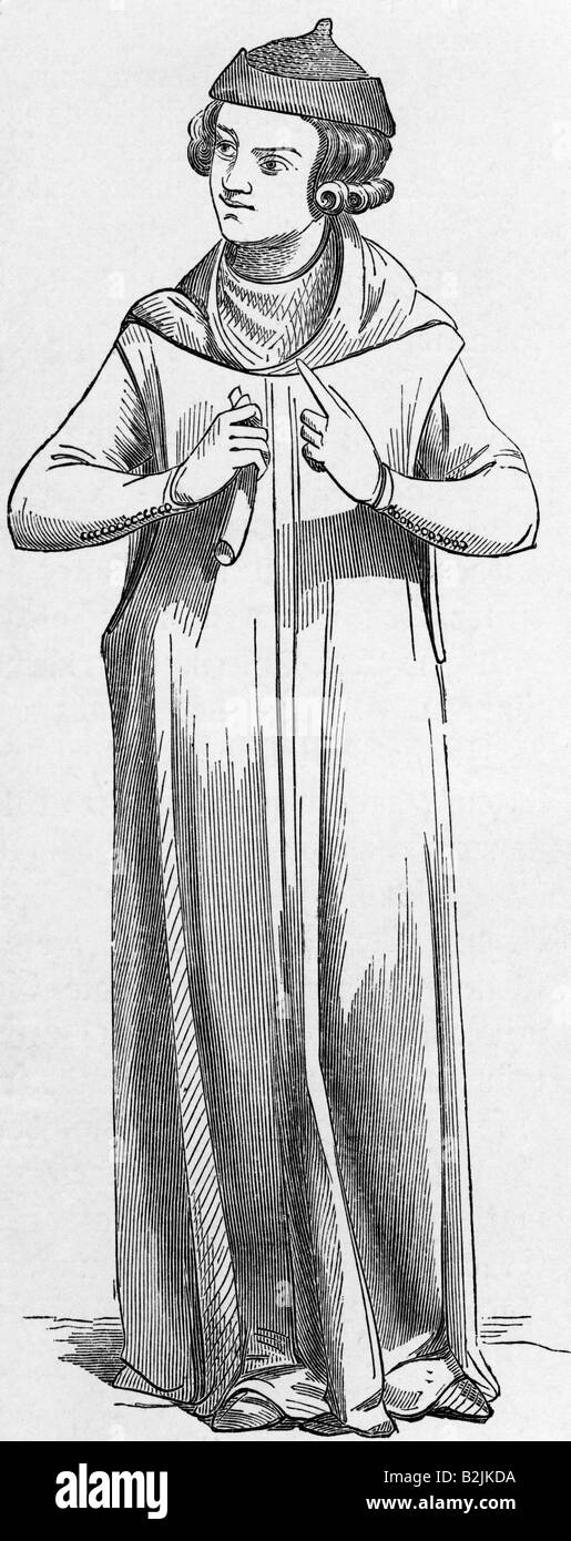 Medicina, medici, medico nel 13th secolo, incisione del legno dopo Eugene Viollet-le-Duc, 19th secolo, Medioevo, persone, moda, stoffa, Francia, storico, storico, Viollet le Duc, medievale, Foto Stock