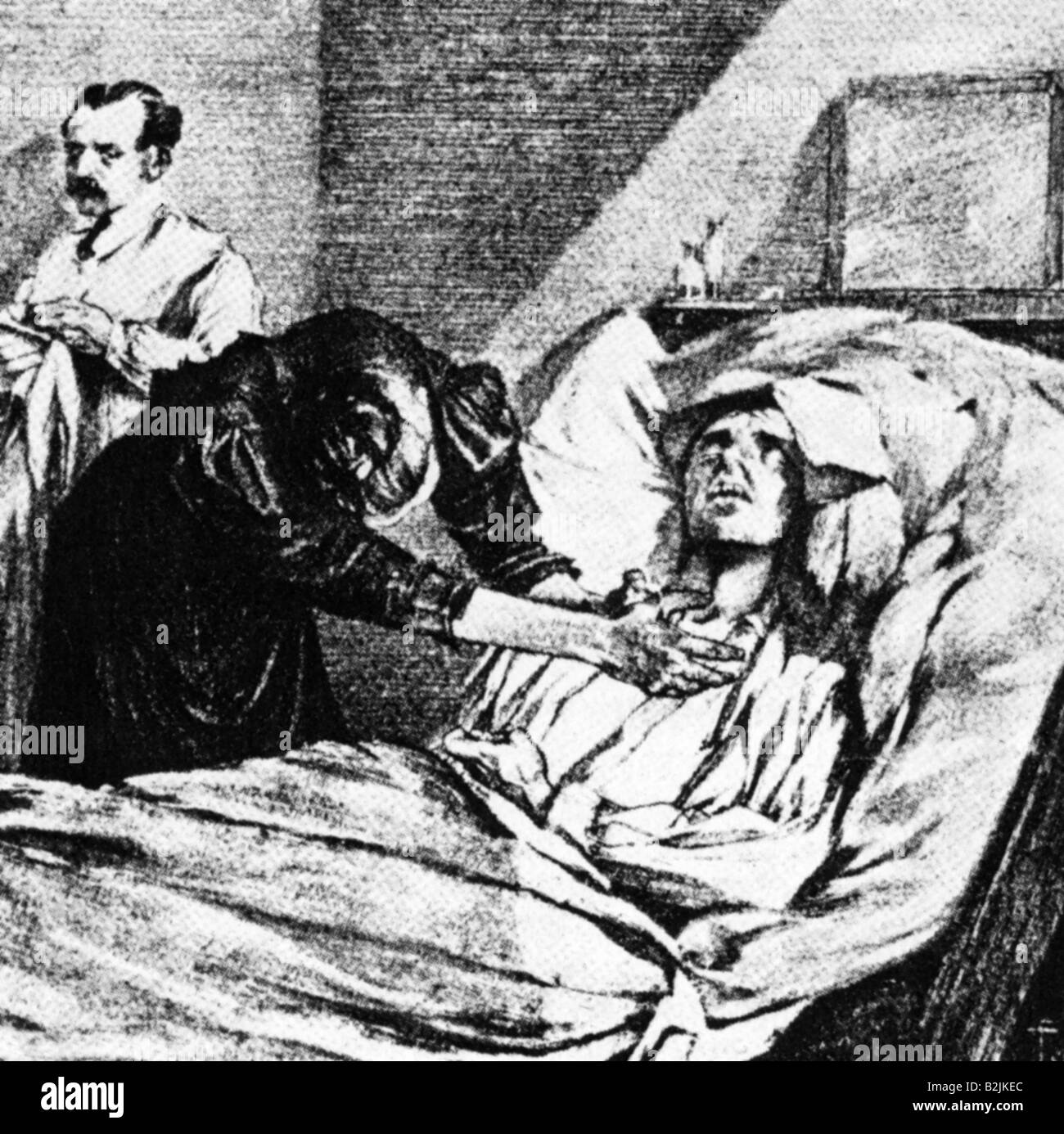 Medicina, medico, caricatura, medico un paziente morto, disegno di Zatnik, circa 1900, Foto Stock