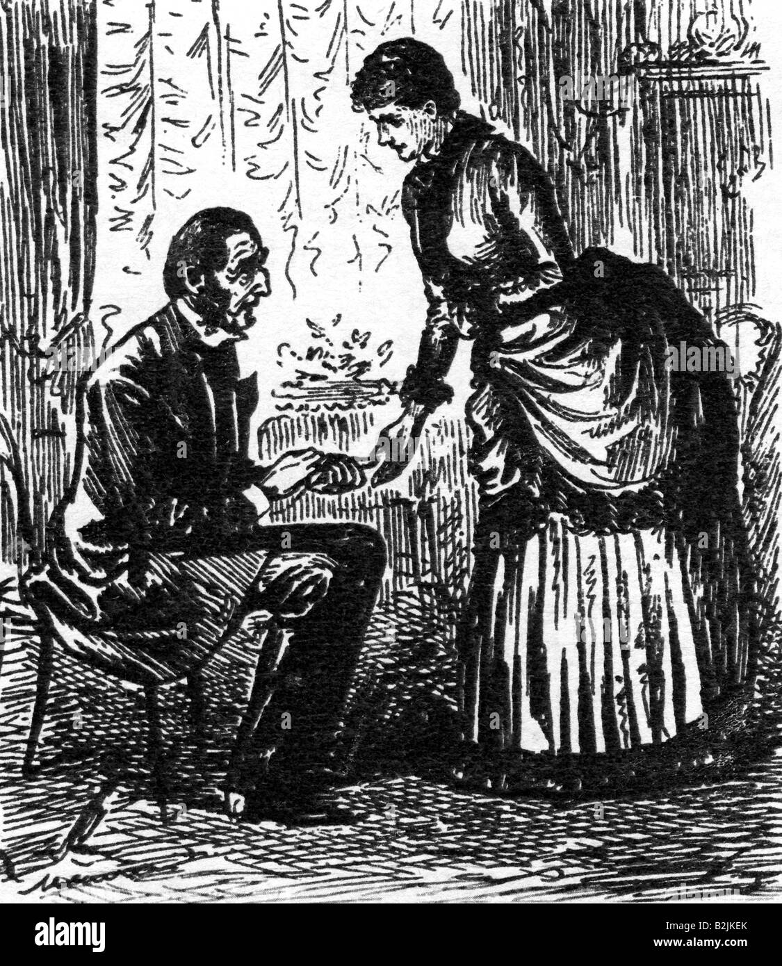 Medicina, medici, caricatura, medico malato, disegno di George du Maurier (1834 - 1896), , Foto Stock