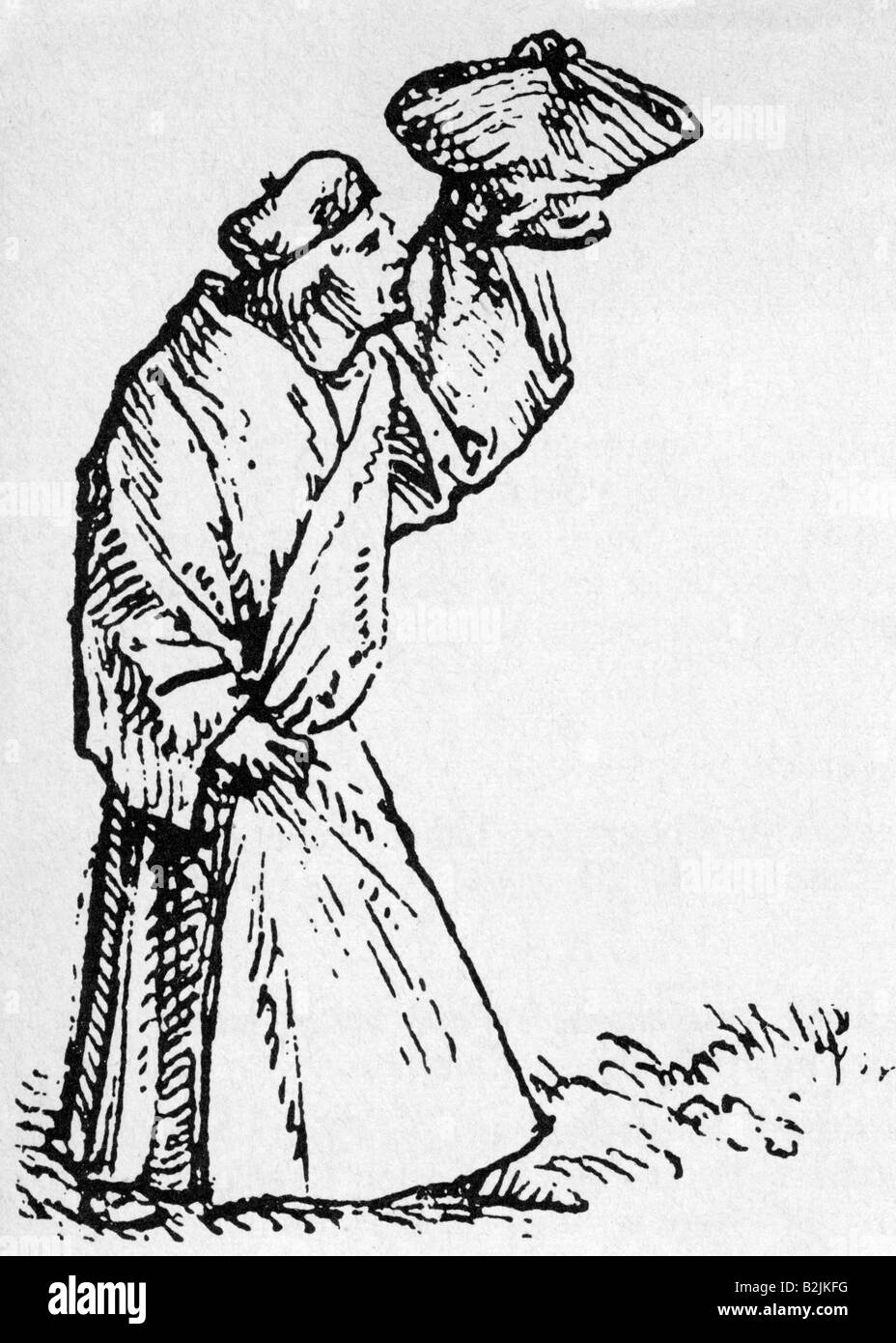 Medicina, medici, caricatura sull'ignoranza dei medici, disegno di Hans Holbein l'anziano (circa 1465 - circa 1525), medico, Germania, 15th/16th secolo, storico, storico, Medioevo, persone, Foto Stock