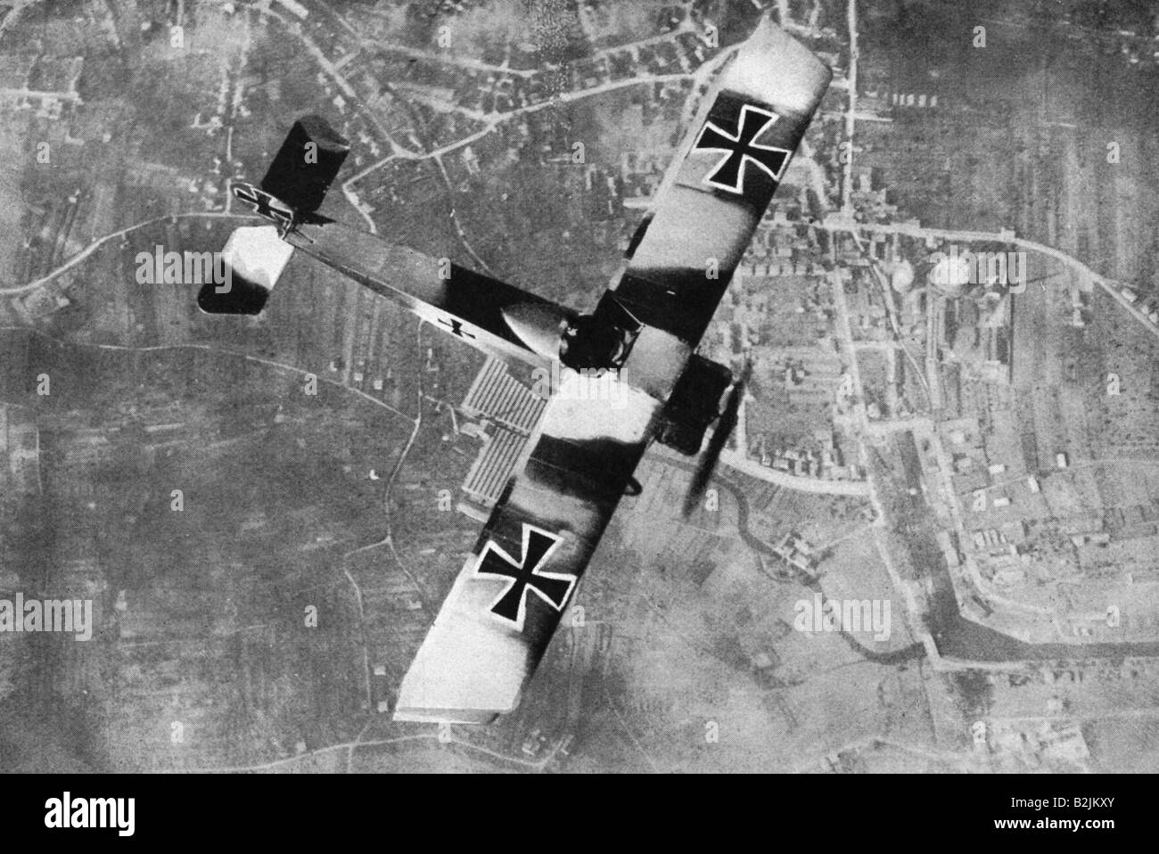 Eventi, Prima guerra mondiale / prima guerra mondiale, guerra aerea, combattente tedesco Fokker D.VII in aria su Francia, 1918, Foto Stock
