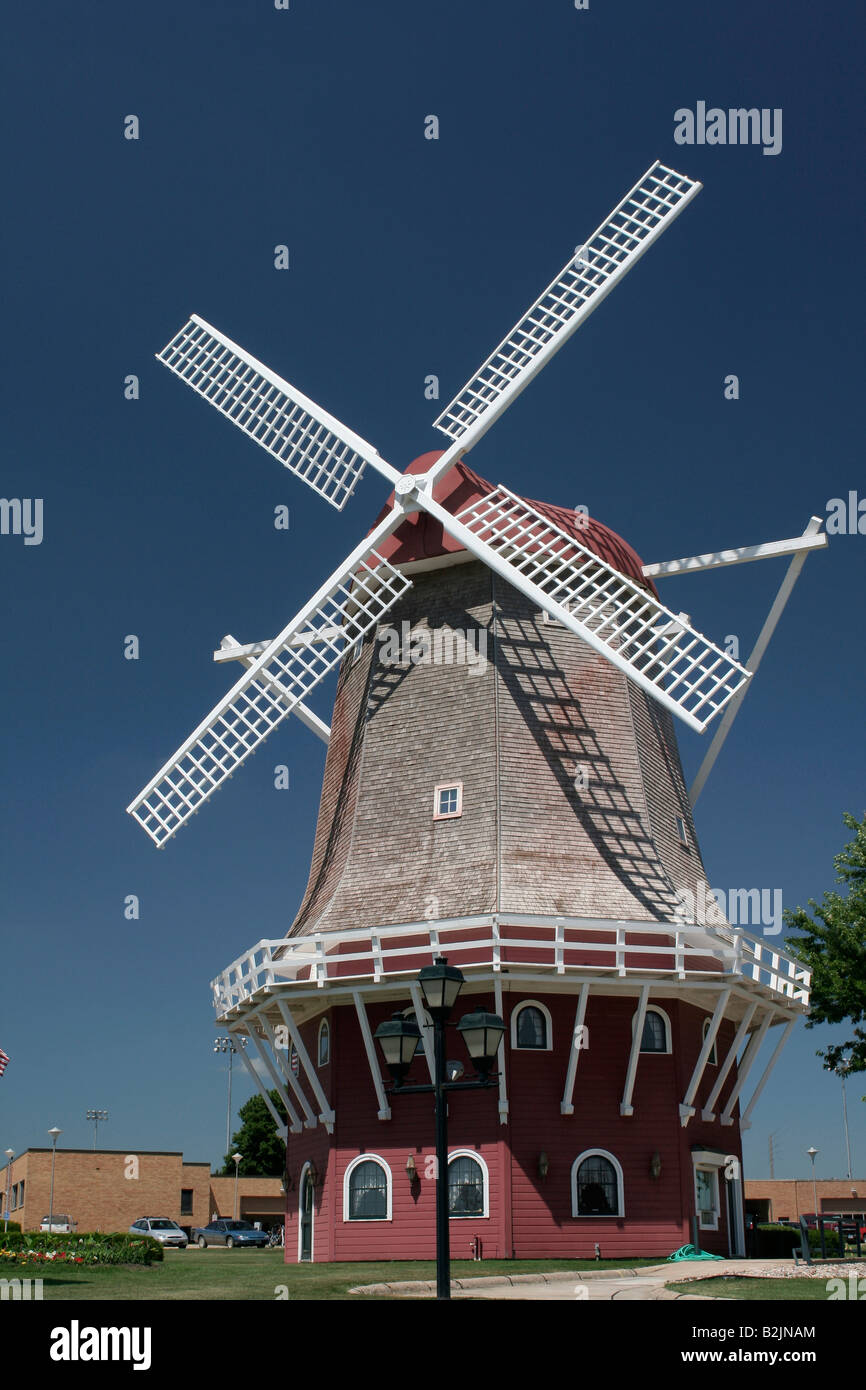 Mulino a vento olandese replica Città di arancia Iowa Foto Stock