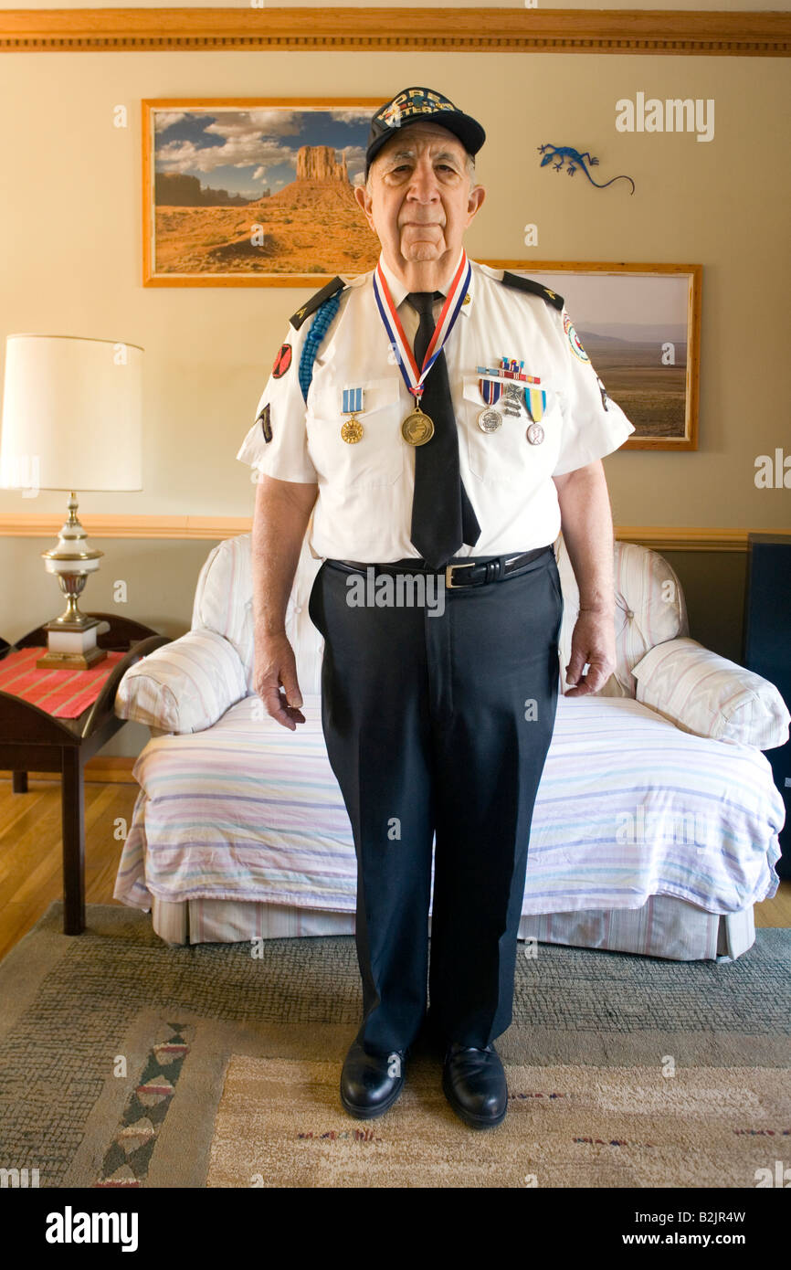 Ritratto di un senior Corea del veterano di guerra a casa Foto Stock