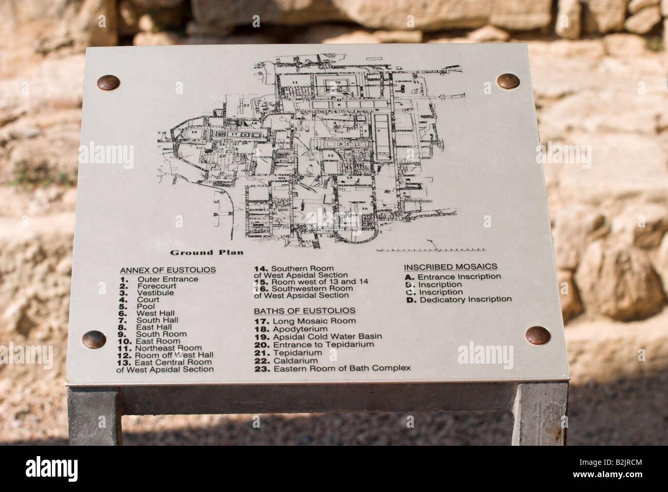 Kourion Archaeological Site map, Cipro. Un sito patrimonio dell'umanità dell'UNESCO Foto Stock