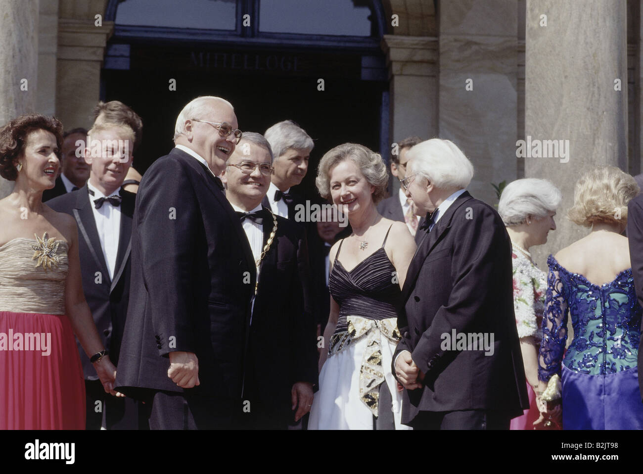 Herzog, Prof. Romano Dr., * 5.4.1934, politico e statista tedesco, a metà lunghezza, con Gudrun e Wolfgang Wagner, Richard Wagner Festival, Bayreuth, luglio 1995, Foto Stock