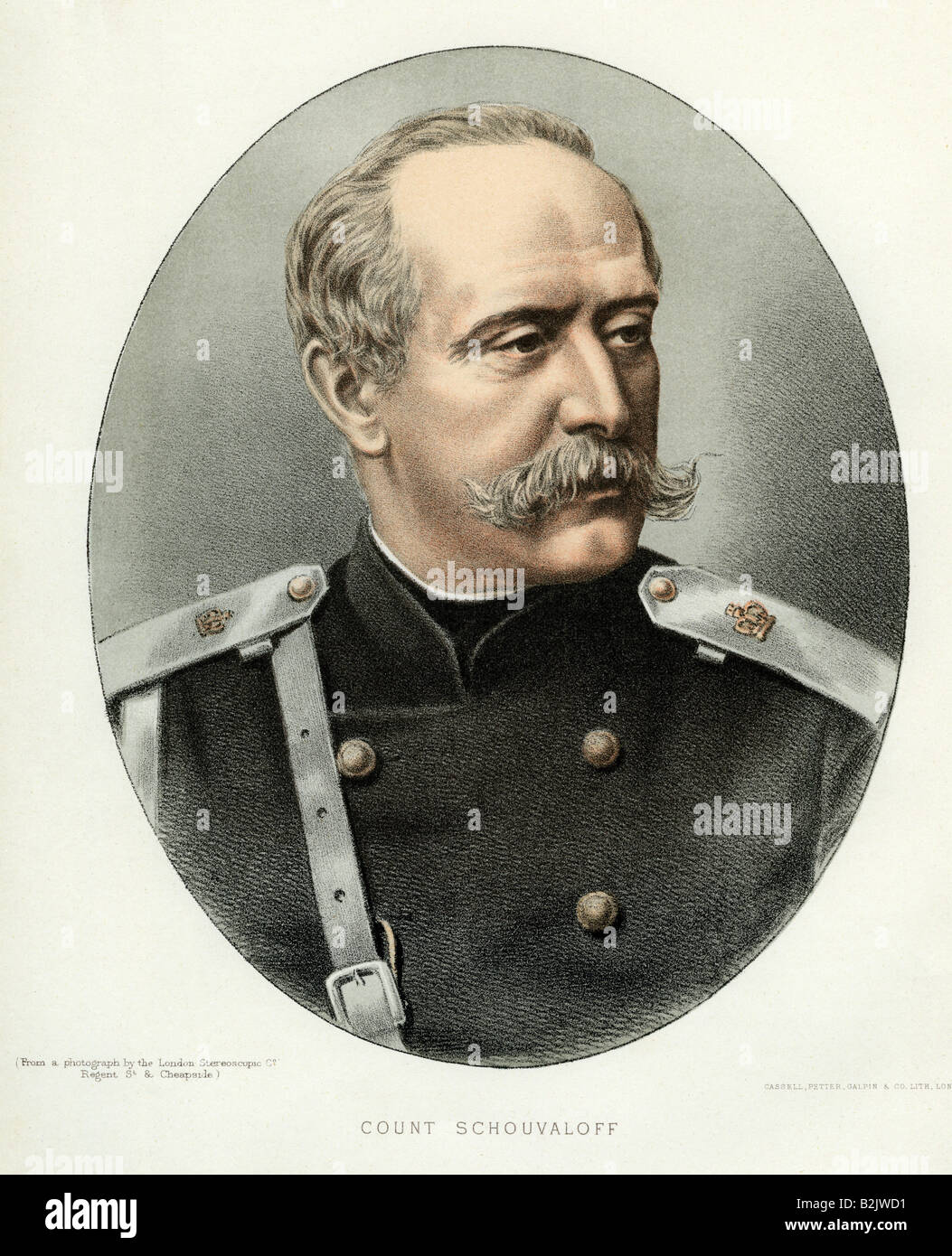 Shuvalov, conte Pyotr Andreyevich, 15.6.1827 - 1889, statista russo, ritratto, litografia, colorato, basato su una fotografia, Londra, Inghilterra, 19th secolo, Foto Stock