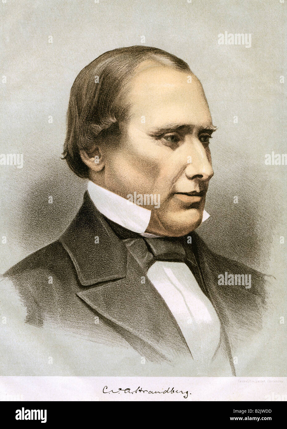 Strandberg, Carl Wilhelm August, 16.1.1818 - 5.2.1877, autore svedese, giornalista, ritratto, litografia, colorato, Stoccolma, Svezia, 19th secolo, Foto Stock