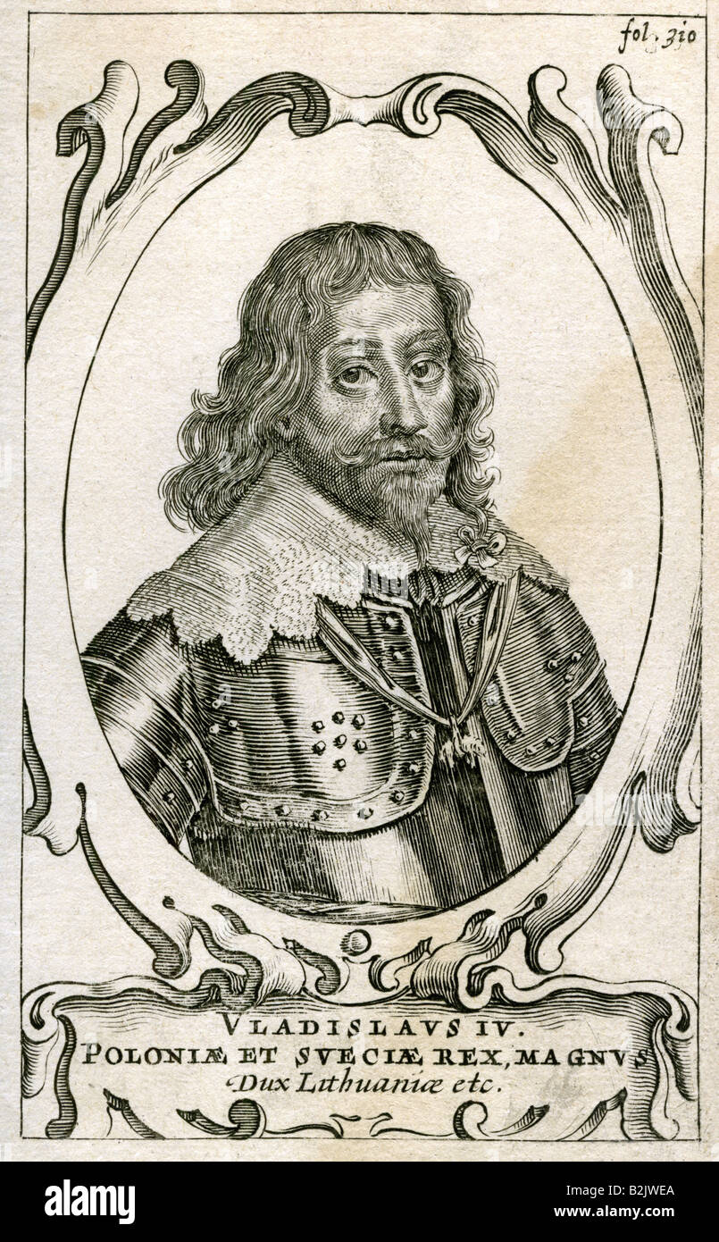 Wladyslaw IV Vasa, 9.6.1595 - 20.5.1648, Re di Polonia dal 1632 il granduca di Lituania, ritratto, incisione su rame, secolo XVII, artista del diritto d'autore non deve essere cancellata Foto Stock