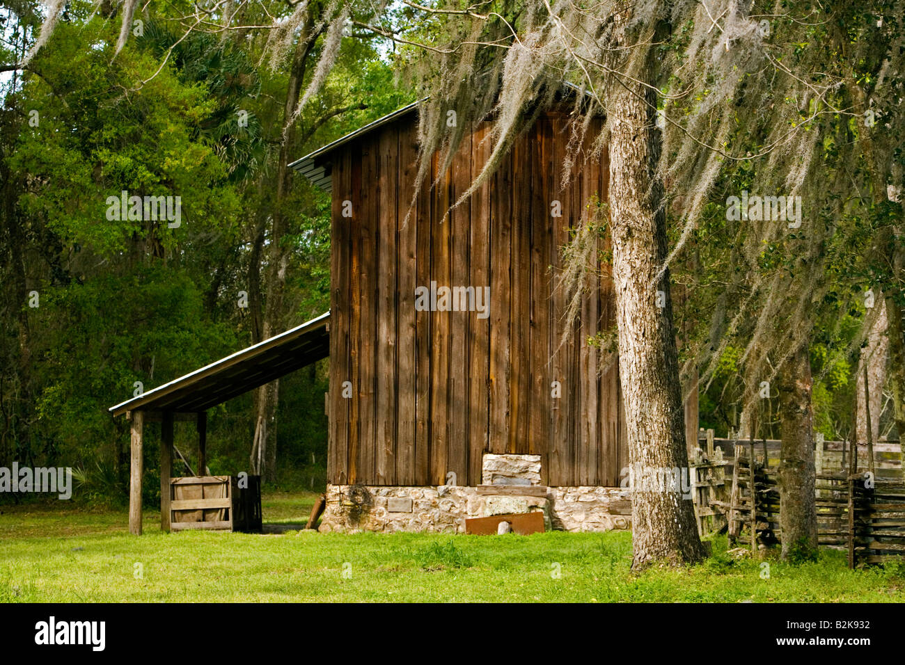 Il tabacco Granaio, Dudley Farm Historic State Park, Newberry, Florida Foto Stock