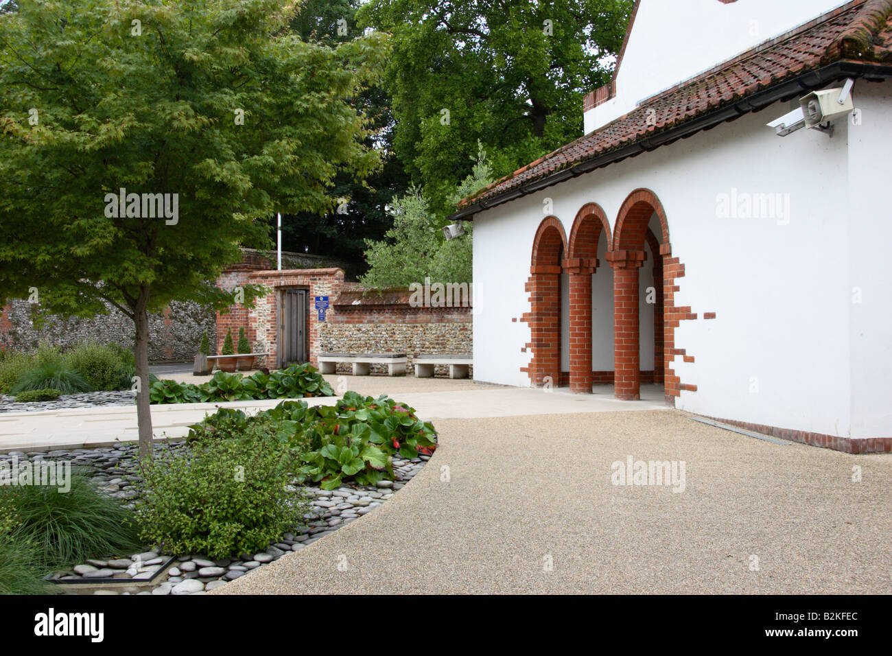 Il Santuario anglicana ingresso in Little Walsingham, Norfolk, Inghilterra. Foto Stock