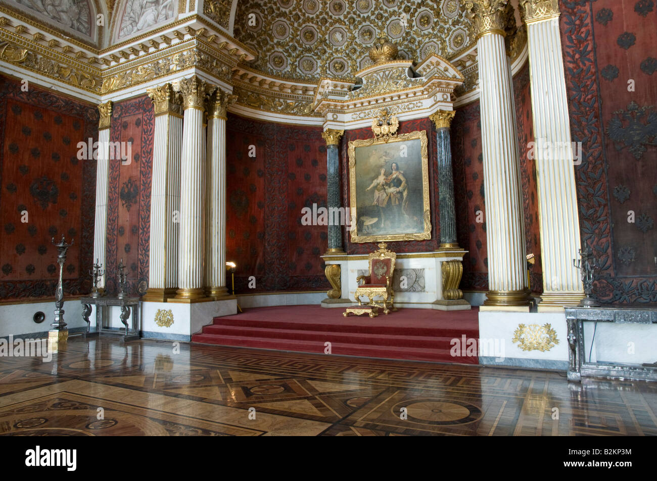 La piccola Sala del Trono nel Museo dell'Ermitage di Stato, San Pietroburgo, Russia Foto Stock