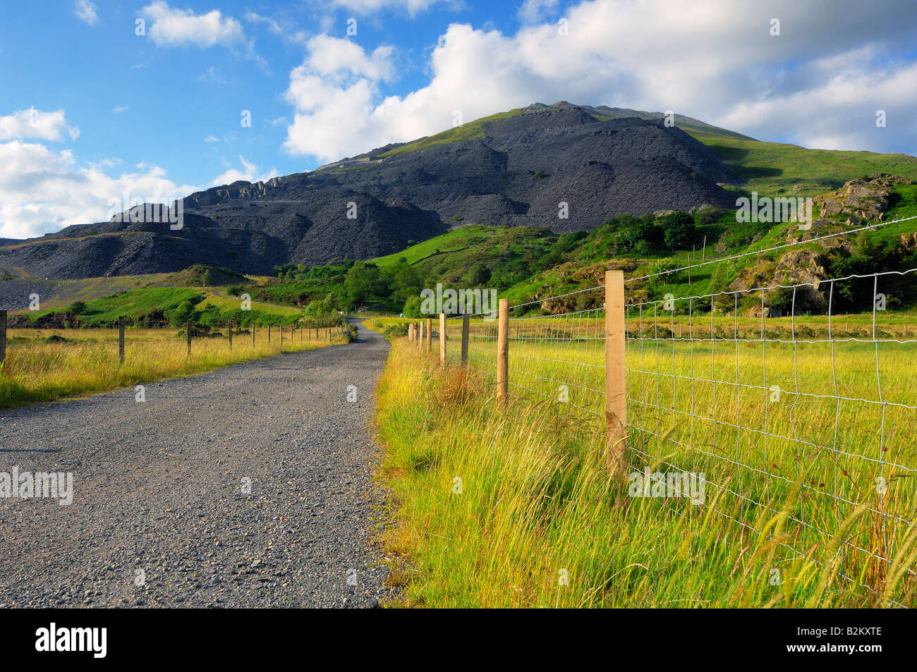 Terreni agricoli a Llanberis in Gwynedd Nord Walesat l'estremità nord del Llanberis pass e Snowdon Mountain Range Foto Stock