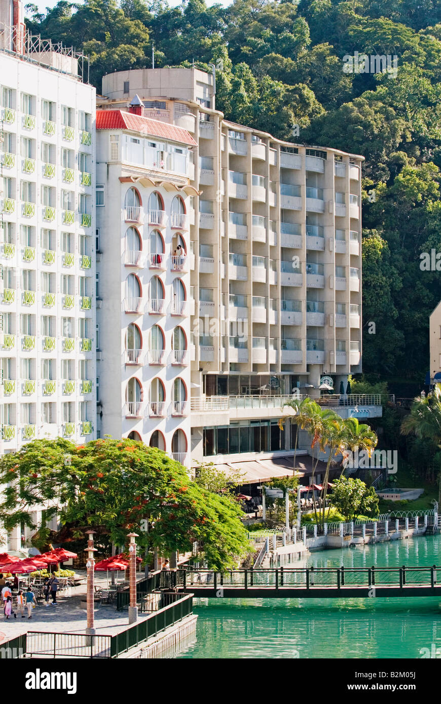 Alberghi su Sun Moon Lake, Taiwan, Nantou County Foto Stock