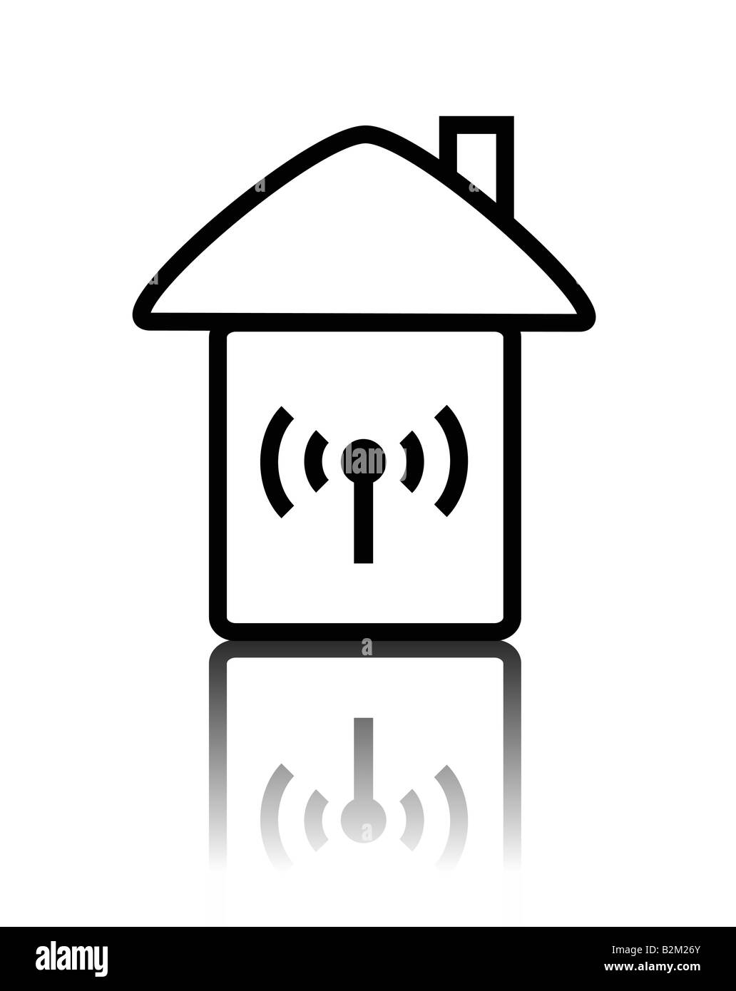 Logo della tecnologia wireless con house Foto Stock