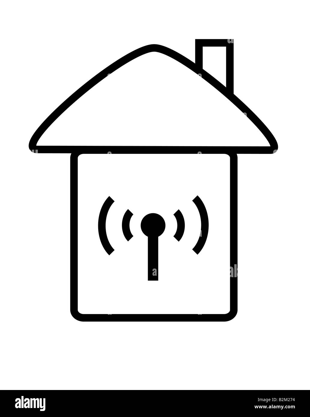Logo della tecnologia wireless con house Foto Stock