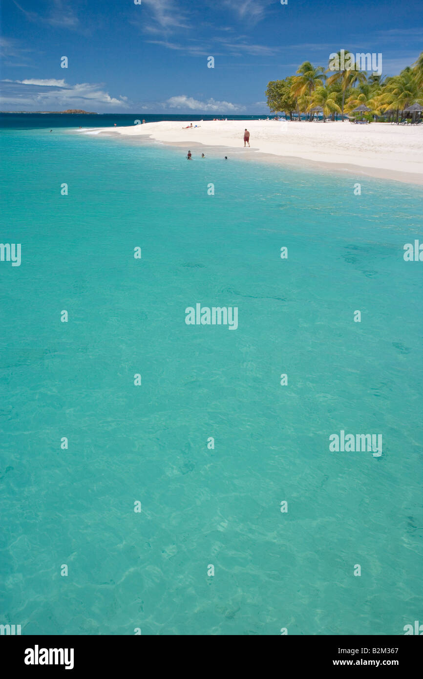 Palm Island parte di St Vincent e Grenadine nei Caraibi si tratta di un punto di vista di Casuarina Beach al Coco Palm Resort Foto Stock