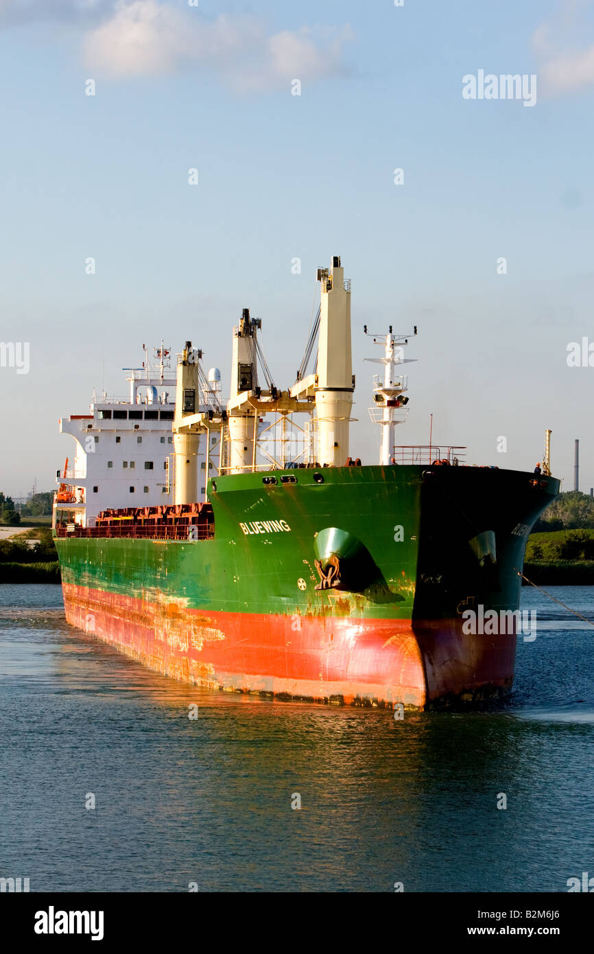 Gigantesche navi da carico sul lago Calumet, nei pressi di Chicago, IL. Foto Stock