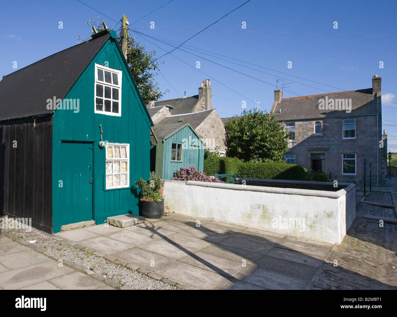 Vecchia città di Aberdeen harbour fishermens cottages a Fittie, Scotland Regno Unito Foto Stock