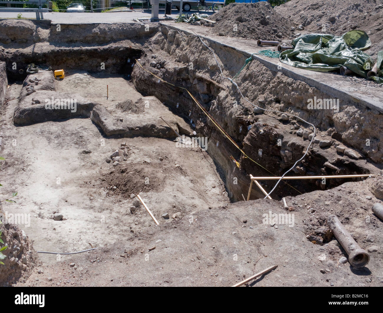 Scavo Archeologico a Nyköping Svezia Foto Stock