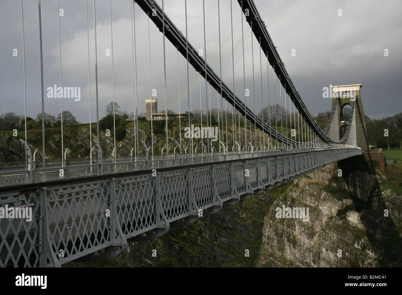Città di Bristol, Inghilterra. Il Isambard Kingdom Brunel progettato Clifton Suspension Bridge over the Avon Gorge e il fiume Avon. Foto Stock