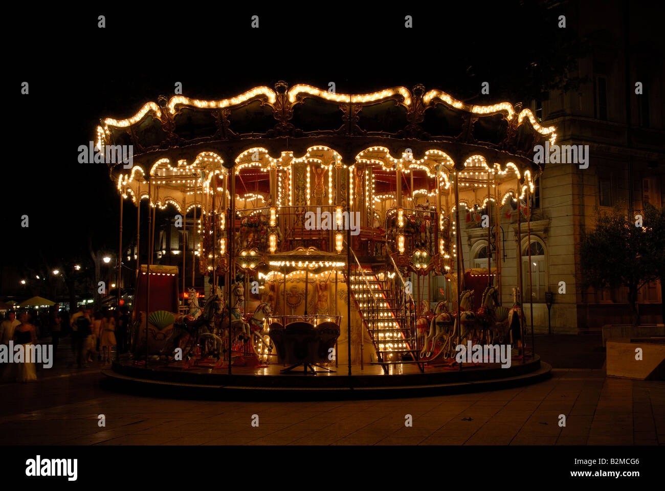 Giostra di notte Foto Stock