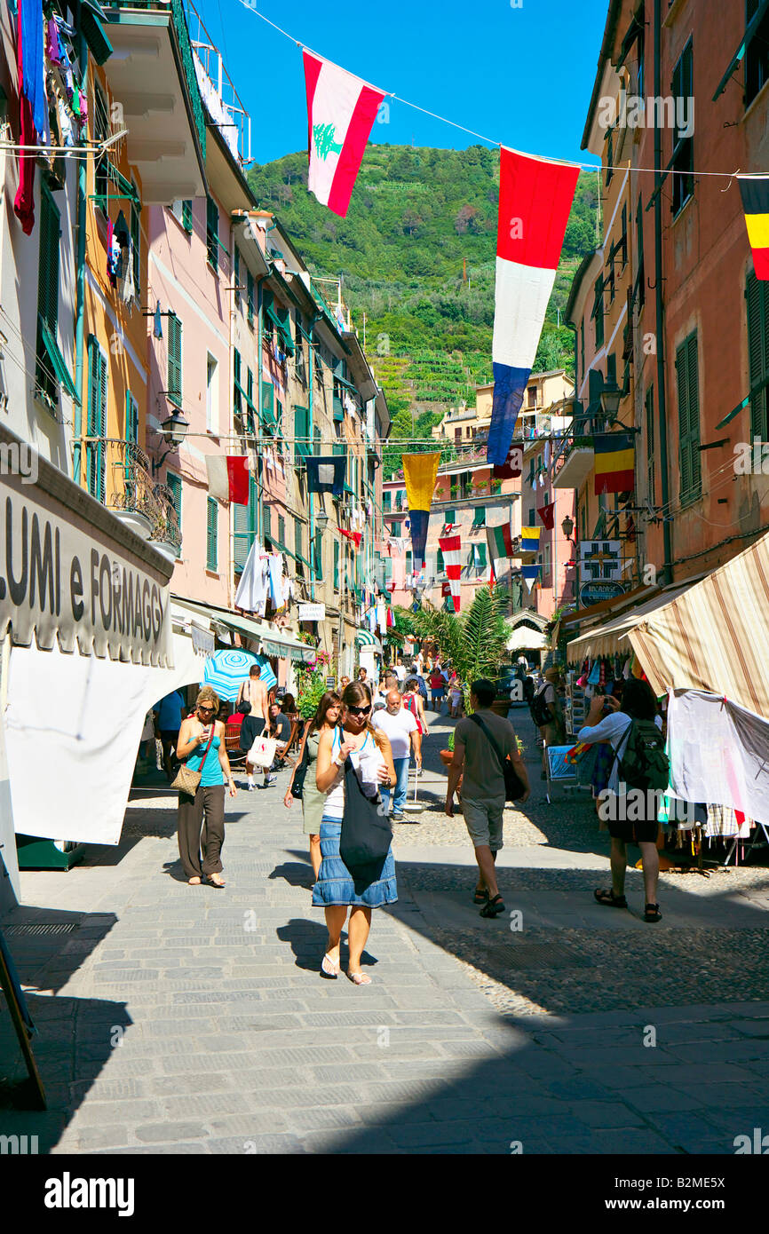 Strada di Vernazza, Cinque Terre, Liturgia, Italia Foto Stock