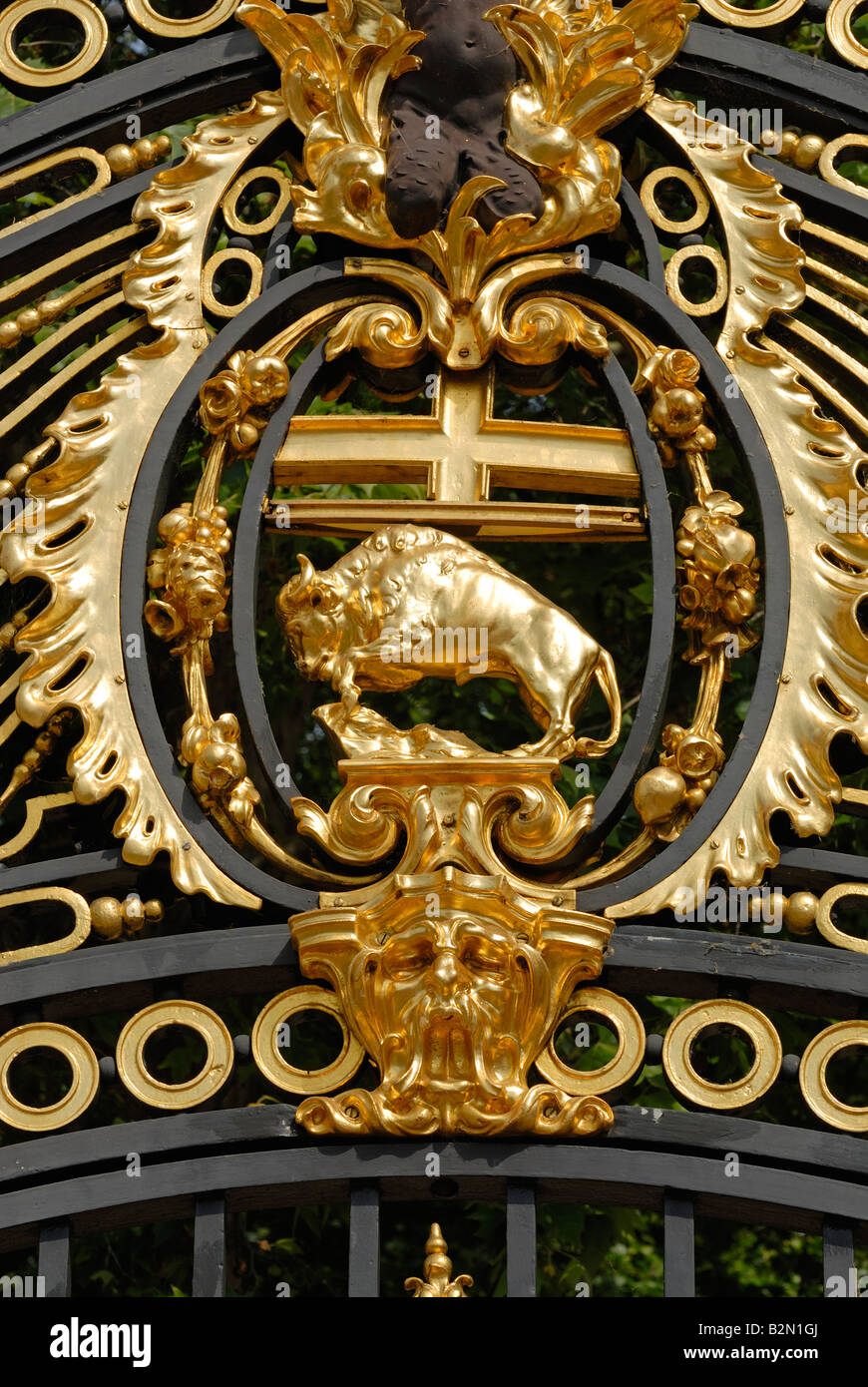 Dettaglio sui giardini di Buckingham Palace' Gates, Londra Foto Stock