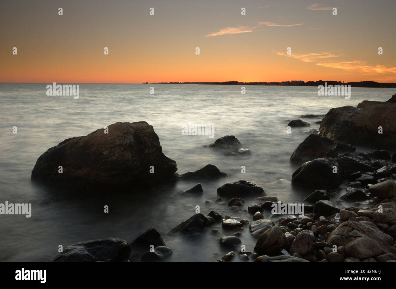 Tramonto a Bluff Point State Park, Connecticut Foto Stock