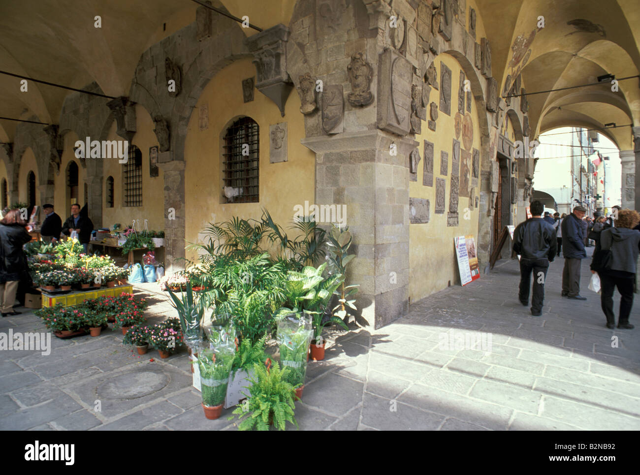 Palazzo pretorio archi, San Giovanni Valdarno, Italia Foto Stock