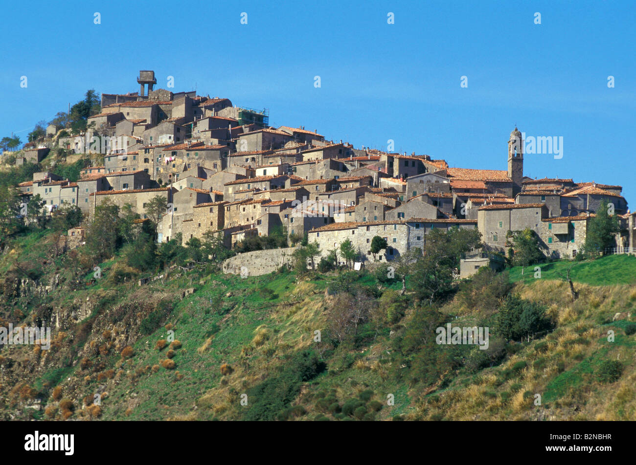 Vista Villaggio, amiata montelaterone, Italia Foto Stock