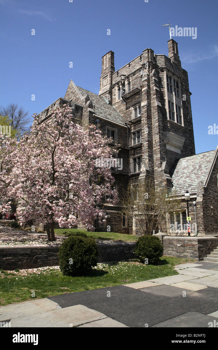 La torre come struttura di Henry Hall con edifici adiacenti su due lati ampio percorso in primo piano Foto Stock