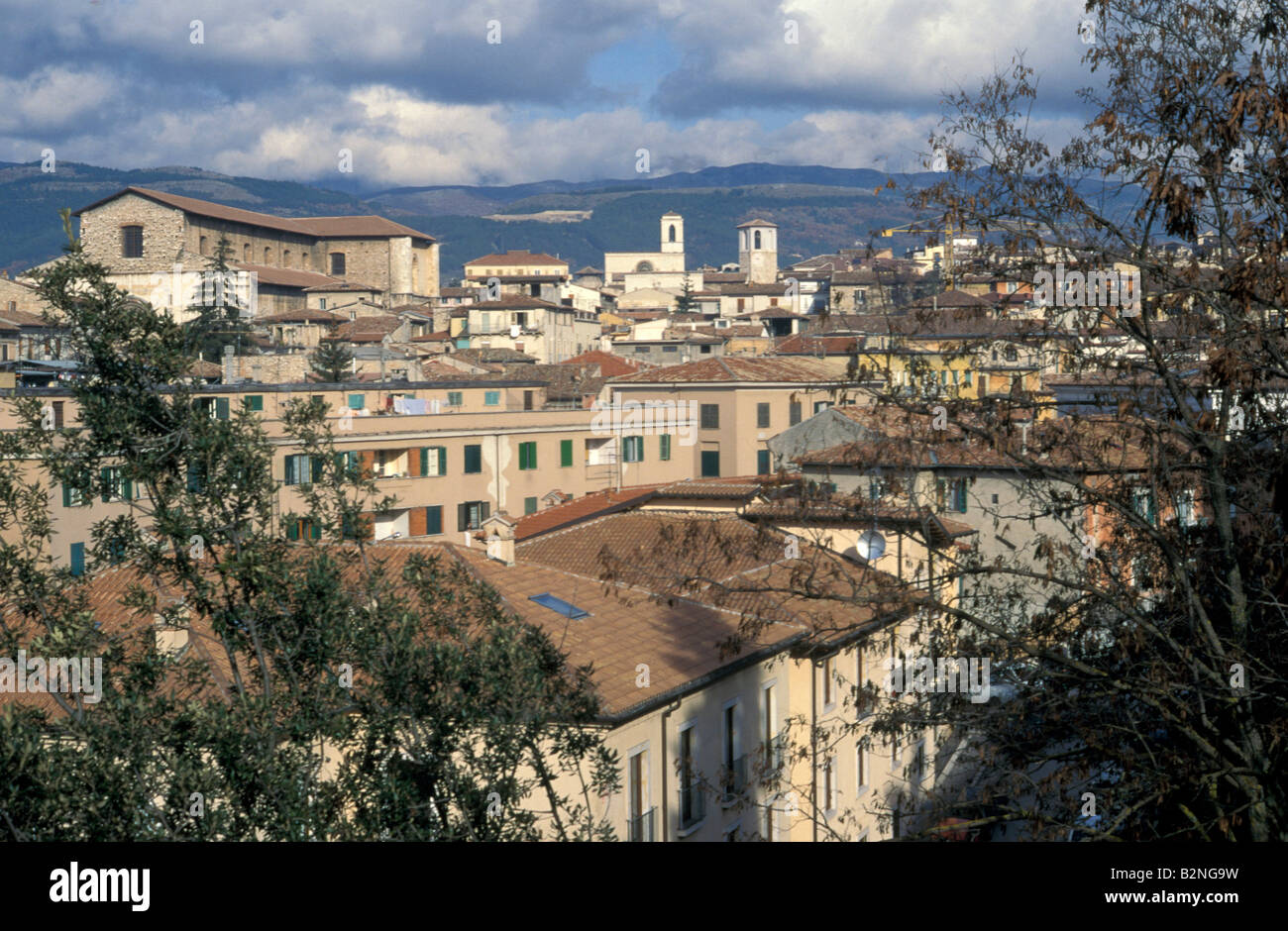 Vista sulla città, l'aquila, Italia Foto Stock