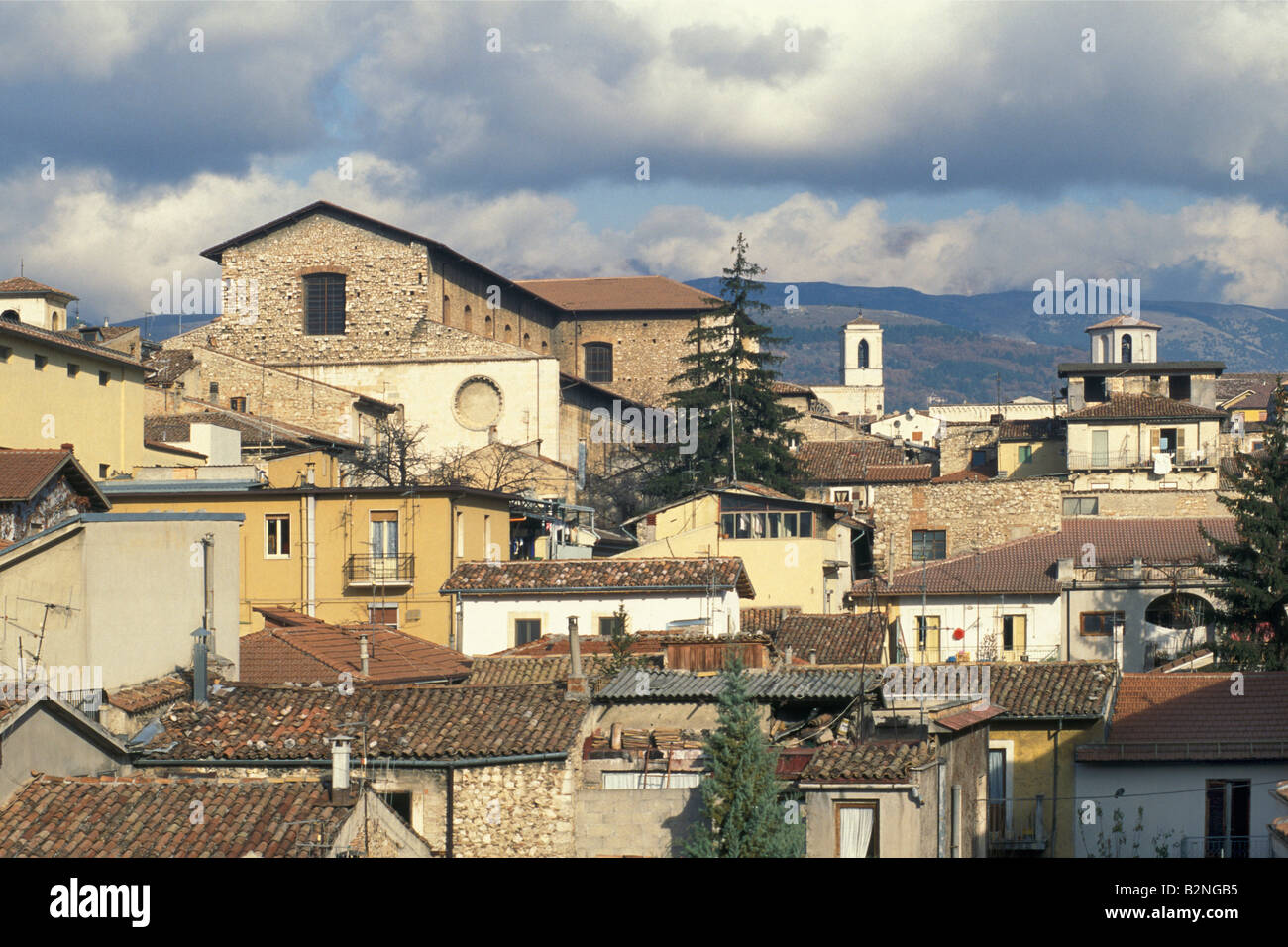 Vista sulla città, l'aquila, Italia Foto Stock