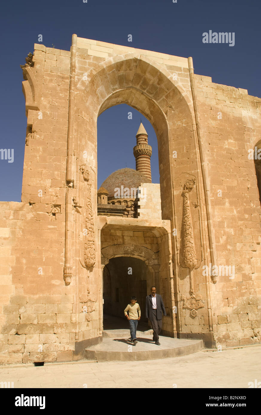 Ishak Pasa Saray, palazzo fortificato cortile interno, in montagne vicino Dogubeyazit Foto Stock