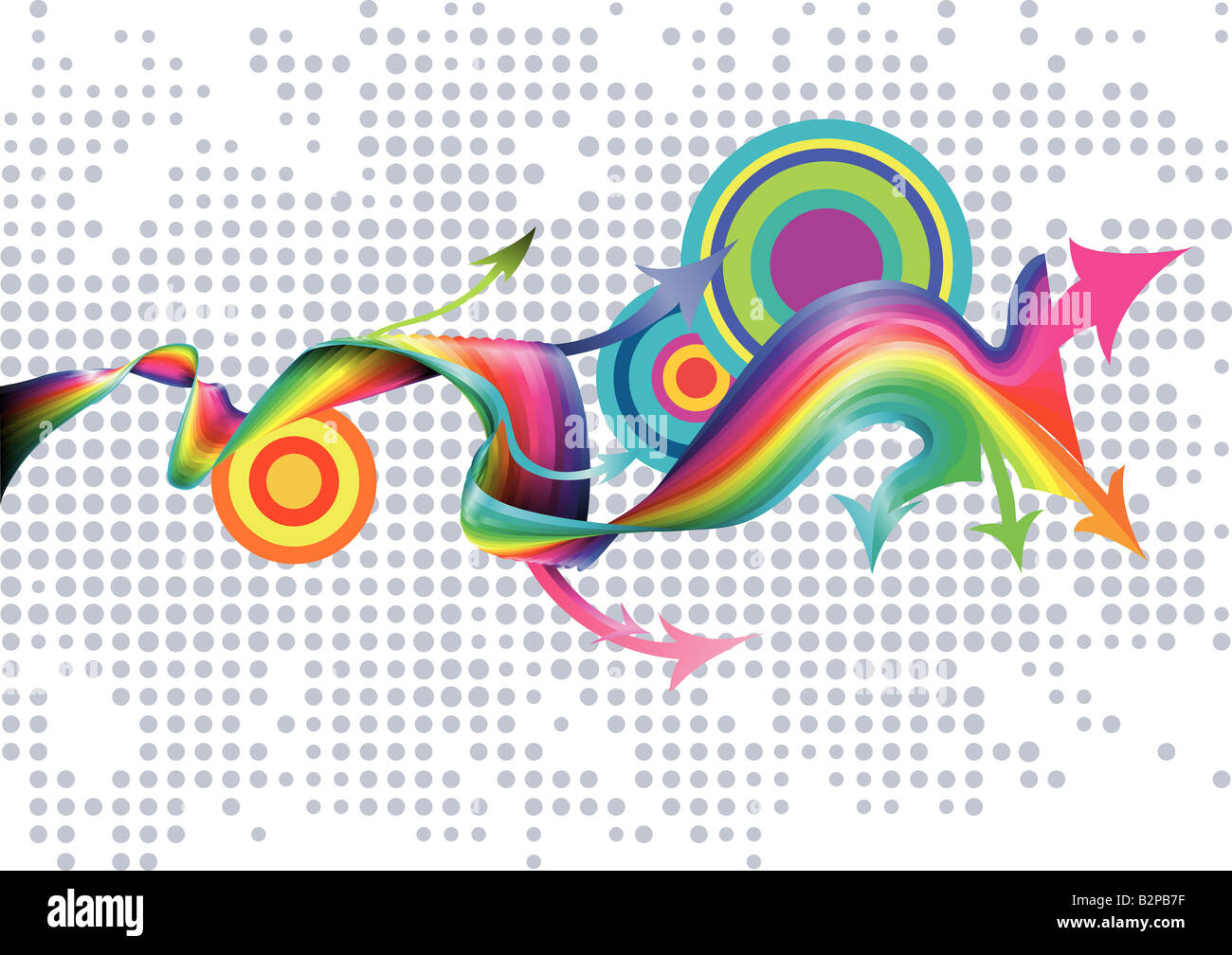 Una illustrazione di un astratto sfondo arcobaleno Foto Stock