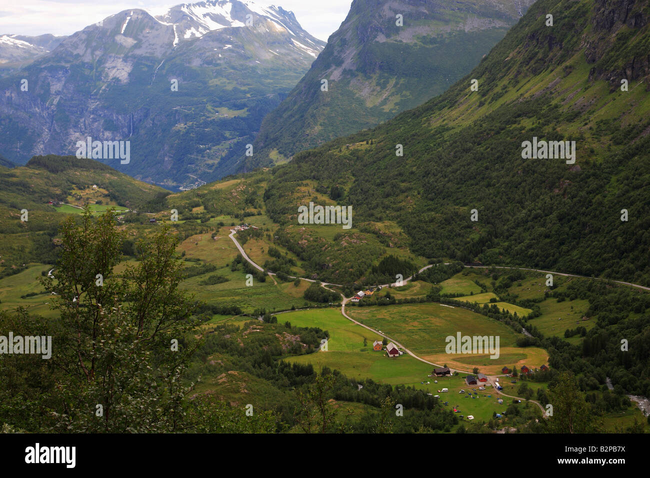 Norvegia paesaggio di montagna nei pressi di Geiranger Foto Stock
