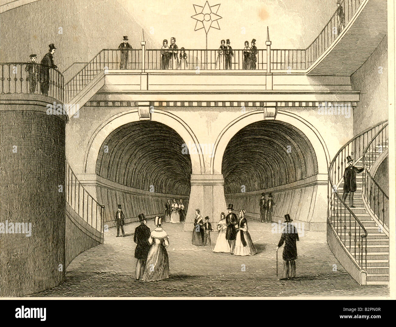 Il Thames Tunnel, Londra, circa 1830 (dalla scalinata circolare) Foto Stock