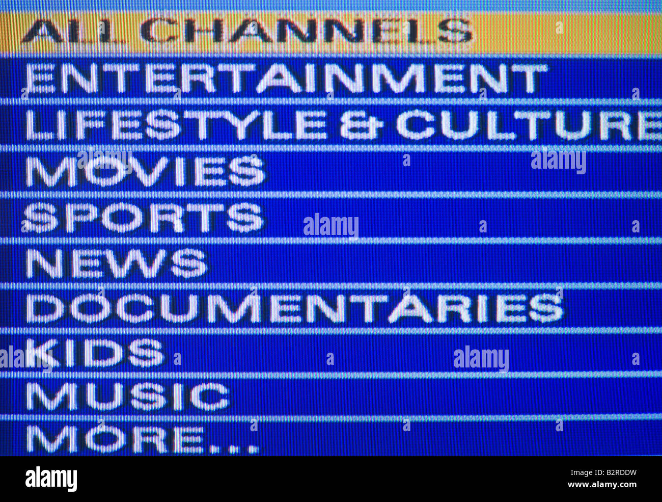 Screen shot di SKY tv elenco programmi pagina su un televisore. Regno Unito Foto Stock