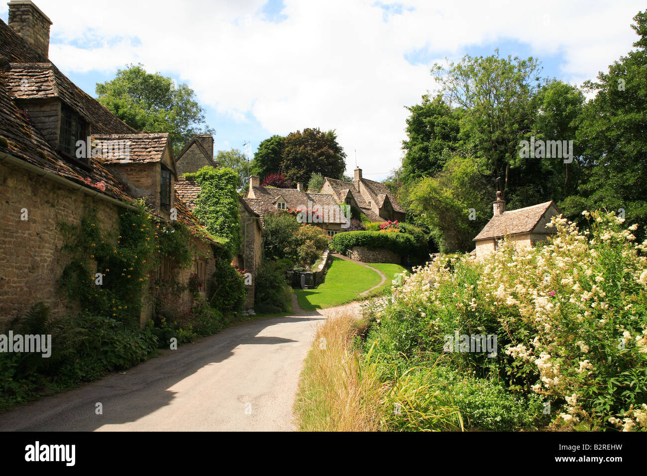 Arlington Row Cottages Bibury Cotswolds Inghilterra Foto Stock