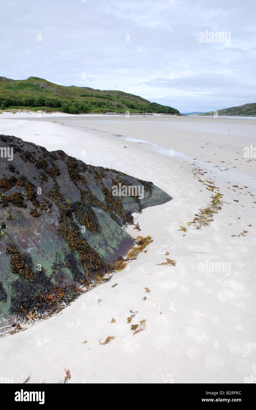 La spiaggia al fiume Morar Foto Stock