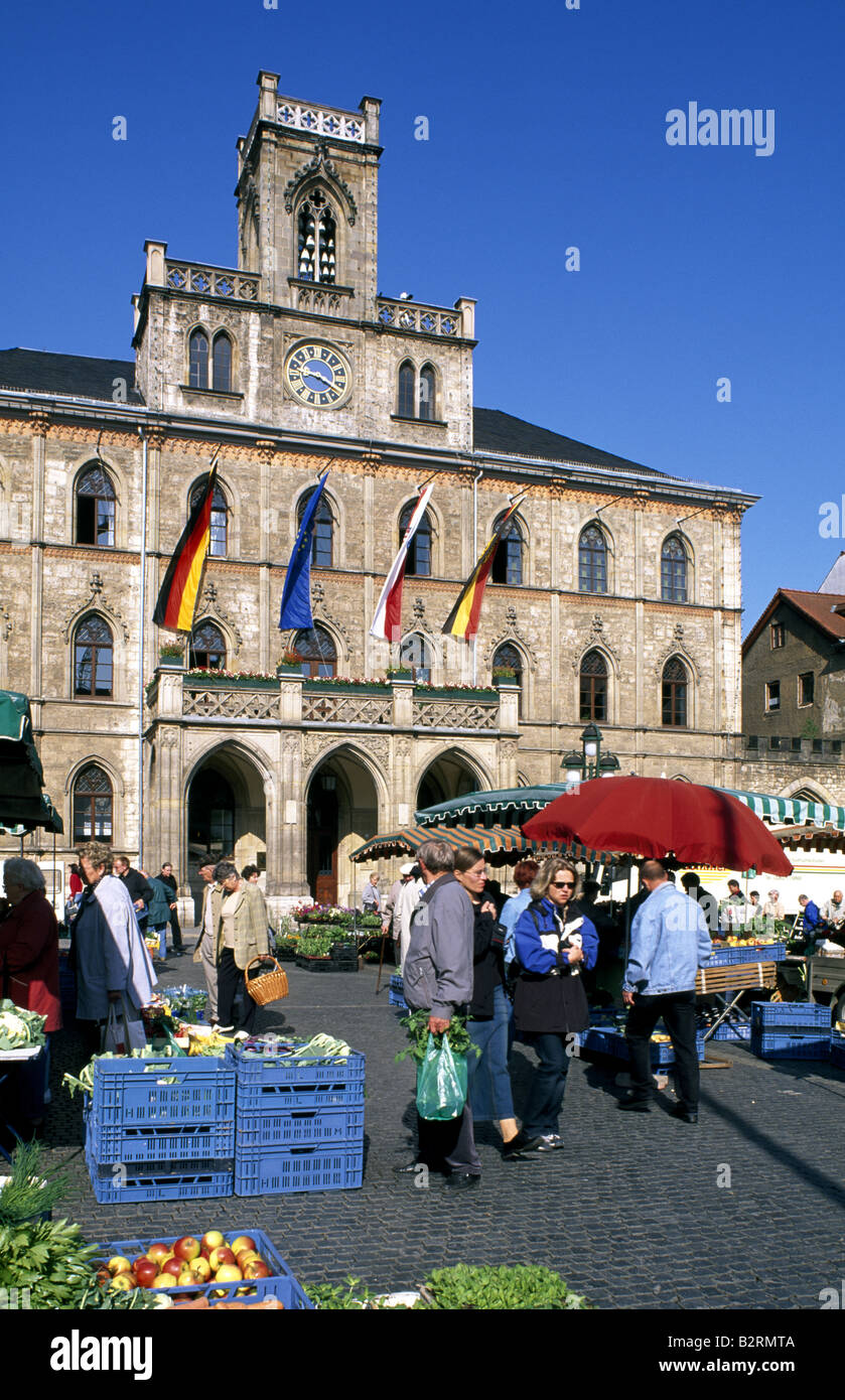 Municipio, mercato, Weimar, Turingia, Germania Foto Stock